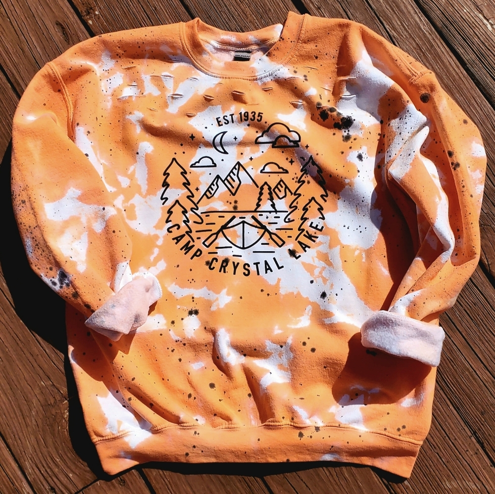 Distressed Camp Crystal Lake Tiedye Sweatshirt